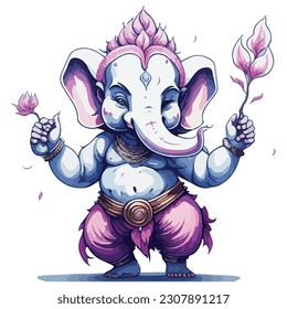 vector illustration animated image of Goddess ganesha with light background