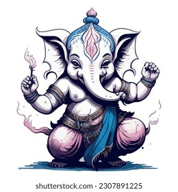vector illustration animated image of Goddess ganesha with light background
