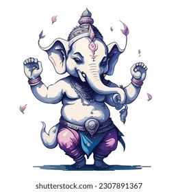 vector illustration animated image of Goddess ganesha with light background