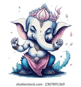 vector illustration animated image of Goddess ganesha with light background