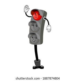 vector illustration of animated red traffic light