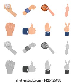 Vector illustration of animated and thumb icon. Collection of animated and gesture vector icon for stock.