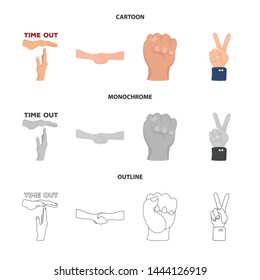 Vector illustration of animated and thumb icon. Collection of animated and gesture stock vector illustration.