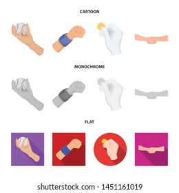 Vector illustration of animated and thumb icon. Set of animated and gesture vector icon for stock.