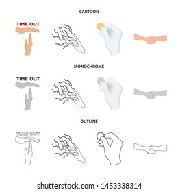 Vector illustration of animated and thumb icon. Collection of animated and gesture stock symbol for web.
