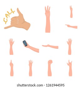 Vector illustration of animated and thumb logo. Set of animated and gesture stock symbol for web.
