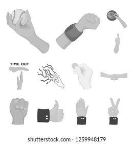 Vector illustration of animated and thumb sign. Collection of animated and gesture stock vector illustration.