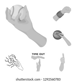 Vector illustration of animated and thumb sign. Set of animated and gesture stock vector illustration.