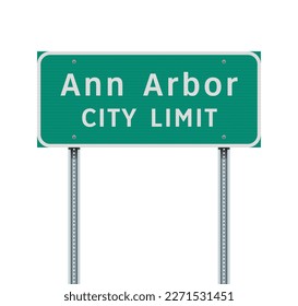 Illustration vectorielle de l'enseigne de la route verte Ann Arbor (Michigan) City Limit sur les poteaux métalliques