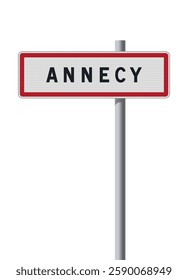 Vector illustration of the Annecy city entrance road sign