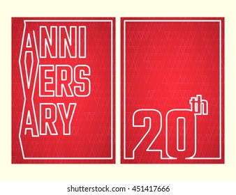 Vector Illustration of Anniversary 20th Outline for Design, Website, Background, Banner. Jubilee silhouette Element Template for festive greeting card. Shiny gold Confetti celebration