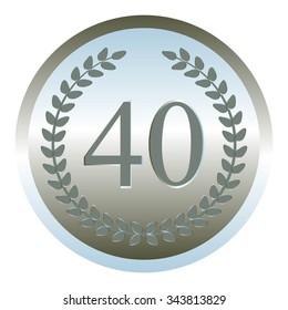 Vector illustration of Anniversary - 40. Laurel wreath on a silver background.