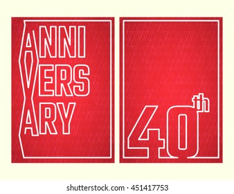 Vector Illustration of Anniversary 40th Outline for Design, Website, Background, Banner. Jubilee silhouette Element Template for festive greeting card. Shiny gold Confetti celebration