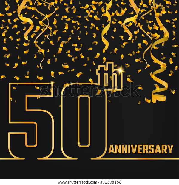 Vector Illustration Anniversary 50th Outline Design Stock Vector ...