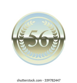 Vector illustration of Anniversary - 56. Laurel wreath on a silver background.