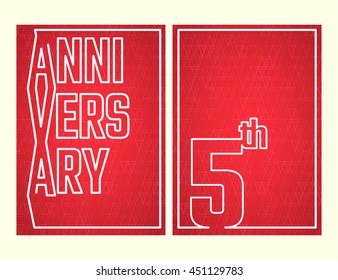 Vector Illustration of Anniversary 5th Outline for Design, Website, Background, Banner. Jubilee silhouette Element Template for festive greeting card. Shiny gold Confetti celebration