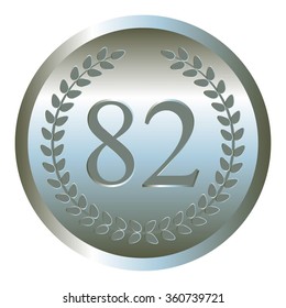 Vector illustration of Anniversary - 82. Silver laurel wreath.
