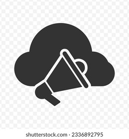 Vector illustration of announcement cloud icon in dark color and transparent background(PNG).