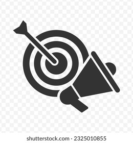 Icono de la ilustración vectorial de los destinos de anuncio en color oscuro y fondo transparente (PNG).