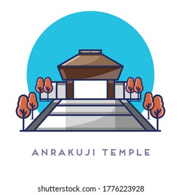 Vector illustration of Anrakuji temple, vector illustration.