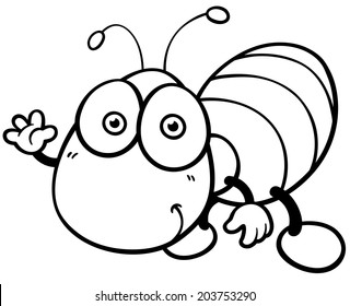 Vector illustration of Ant cartoon - Coloring book