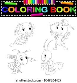 vector illustration of ant coloring book