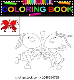vector illustration of ant coloring book