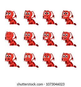 vector illustration of Ant with different facial expressions