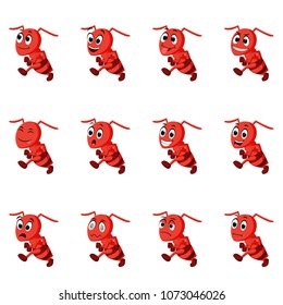 vector illustration of Ant with different facial expressions