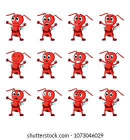 vector illustration of Ant with different facial expressions