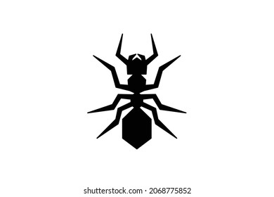 vector illustration of ant logo with solid black color, simple ant illustration mascot icon