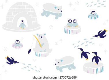Vector illustration of antarctic animals