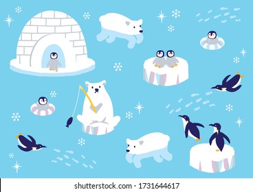 Vector illustration of antarctic animals