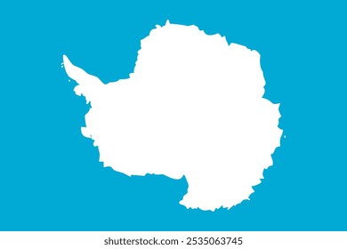 Ilustración vectorial de la bandera antártica con una silueta blanca del continente sobre un fondo azul. Ideal para proyectos relacionados con la conservación ambiental, la investigación y la exploración polar