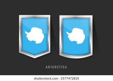 Vector Illustration of Antarctica Label Logo. Antarctica Badge Sign Antarctica With Flag, Antarctica Product Label Banners Template