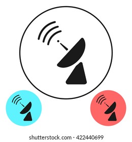 Vector illustration of the antenna in a linear style icons. For graphic and web design.