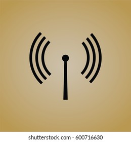 Vector illustration of Antenna signal vector icon in black.
