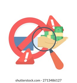 Ilustração vetorial de anticorrupção com envelope de dinheiro e sinal de alerta de parada, representando ética empresarial, prevenção de suborno e declínio de corrupção para apresentações e banners.