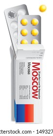Vector illustration of antidepressant tablet packaging. 