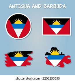 Vektorgrafik der Flagge von Antigua und Barbuda einzeln auf hellblauem Hintergrund.
