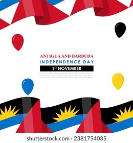 Vector illustration of Antigua and Barbuda Independence Day social media feed template