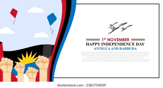 Vector illustration of Antigua and Barbuda Independence Day social media feed template
