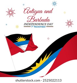 Ilustração vetorial do molde de mídias sociais do Dia da Independência de Antígua e Barbuda