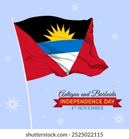 Ilustração vetorial do molde de mídias sociais do Dia da Independência de Antígua e Barbuda