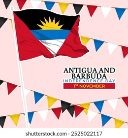 Vector illustration of Antigua and Barbuda Independence Day social media template