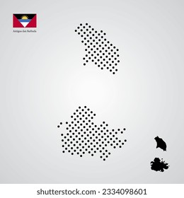 vector illustration of Antigua dan Barbuda map silhouette halftone style map silhouette halftone style