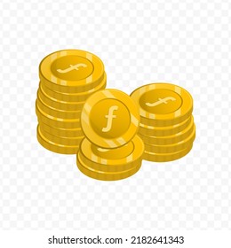 Vector illustration of antilles guilder coins. gold colored vector for website design. Simple design with transparent background (PNG).