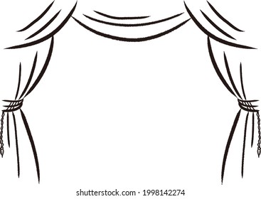 
Vector illustration of antique curtain with hand-painted touch