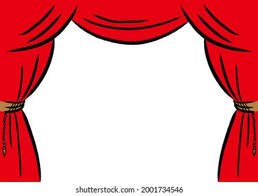 Vector illustration of antique curtain with hand-painted touch