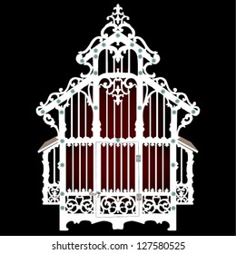 Ilustración vectorial jaula vacía antigua y decorativa
